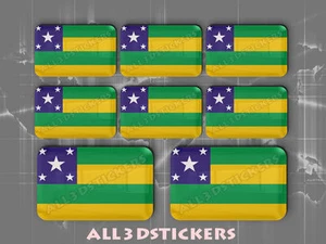 8 x 3D Stickers Resin Domed Flag Sergipe - Adhesive Decal Vinyl - Picture 1 of 1