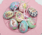 Easter Bunny Rabbit Nest Pastel Floral  Egg Tree Ornaments Home Decor Qty of 8
