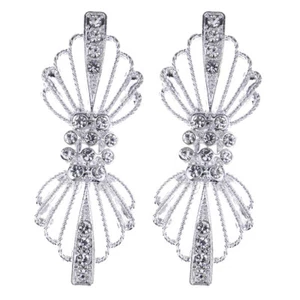 Prettyia 2 x Crystal Wedding Closure Hook & Eye Clasp Sewing Supplies Silver - Picture 1 of 12