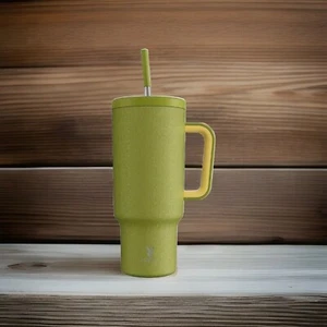 Vaso Meoky 40 oz con mango, tapa y pajita - acero inoxidable aislado, oliva - Imagen 1 de 1