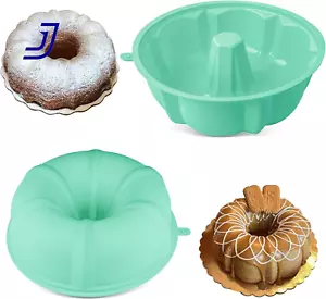 Silicone Cake Pan for Bundt12 Cups Nonstick Fluted Pan for Cake Brownie 10 Inch - Picture 1 of 12