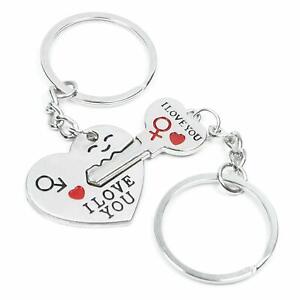 Romantic Couple Keychain Set - Heart Keyring, Valentine's Day Gift, Love Keyfob