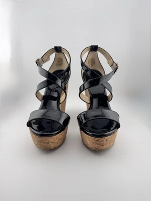 Jimmy Choo - Portia 120 黑色漆皮楔形 - 36 码 — 第 1/4 张图片