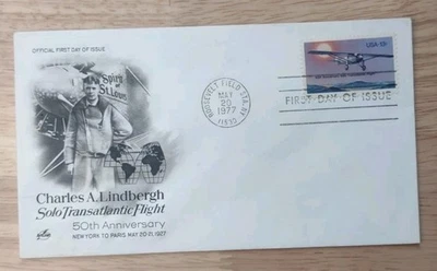 Primer día de emisión 50 aniversario Lindbergh’s Solo Transatlantic Flight 1927 Foto 1 de 4