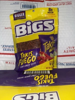 🔥 Bigs Takis Fuego Sunflower Seeds – Hot Chili & Lime Flavor  1 Bag RARE  🔥 - Image 1 of 3