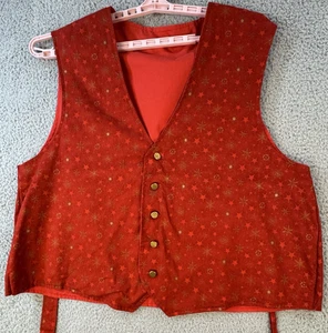 Chaleco de Papá Noel XXL Rojo Dorado Estrella Hecho a Mano Disfraz Se Ajusta Como 2XL - Imagen 1 de 6
