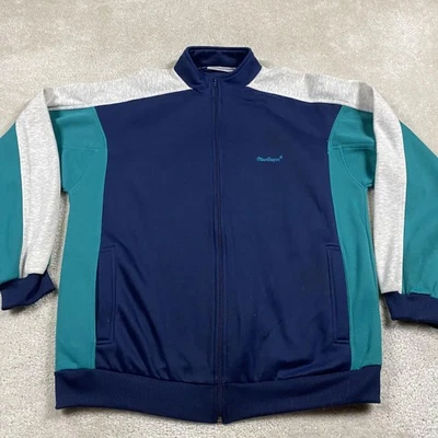 Chaqueta MacGregor Para Hombres L Azul Marino Pista Cremallera Completa Bloques de Color Atlética Retro Suave Foto 1 de 4