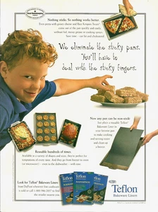 1996 DuPont Teflon Bakeware Liners Funny Kid Sticky Fingers vintage Print AD - Picture 1 of 1