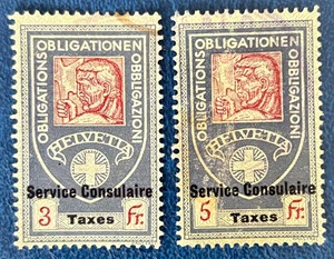 Schweiz Konsularische Dienstpflicht Steuereinnahmen Briefmarken / Mängel / gebraucht - Bild 1 von 2