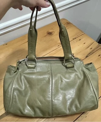 HOBO INTERNATIONAL Sophie Vintage Satchel Bag Olive Green Leather 14x10.5x4.5” - Image 1 of 4
