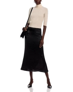 Gracia strukturierter Satin Fischschwanz Midi Rock schwarz Gr. XL - Bild 1 von 2