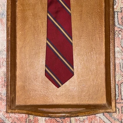 Christian Dior Vintage Silk Tie Red Striped w/ Yellow and Blue 54 x 3.24 in - Image 1 of 4