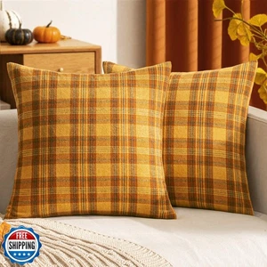 Woaboy Set of 2 Scottish Tartan Plaid Throw Pillow Covers Farmhouse Classic P - Picture 1 of 5