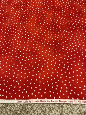 Dinky Dots Red w White Dots Cotton Fabric Loralie Designs - Image 1 of 2