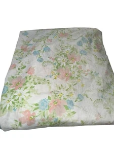 Vintage 70s JCPenney Floral Fitted King SizeBed Sheet Pink Blue Hippie Flower - Picture 1 of 5