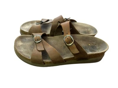 HANNEL WOMEN SHOE SIZE 6 M (EURO 36) BROWN SUEDE SLIDE BY MEPHISTO - Image 1 of 4