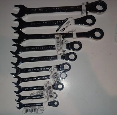 PACK DE DIEZ llaves de trinquete combinadas Craftsman SAE 12pt - reversa abatible - Imagen 1 de 4