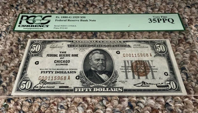 1929 $50 Federal Reserve Bank Note - Chicago - FR.1880-G - PCGS 35PPQ - Image 1 of 4