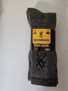Browning Wool Blend Socks Size 9-13 2 Pack Made in USA - Picture 1 of 2