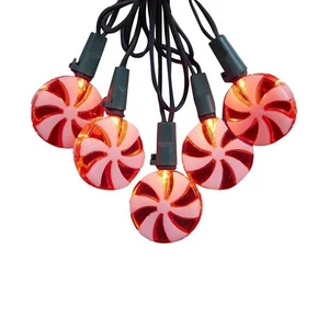 Red Peppermint Candy Christmas Party String Lights Set of 20 LED UL0147 New - Picture 1 of 1