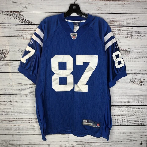 Reebok Indianapolis Colts Reggie Wayne #87 Home Sewn NFL Jersey Men’s Size 48 Cover