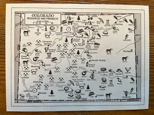 Vtg 1954 Colorado Resources Products Economic Illustrated Map Hammond Doubleday - Picture 1 of 5