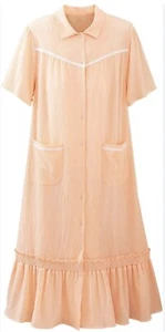 Vintage Nightgown Peach Mumu 2XL House Coat Grandma Chic - Picture 1 of 4