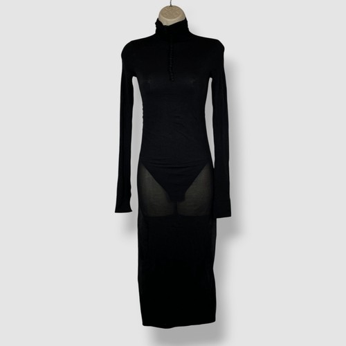 SAINT LAURENT (YSL) Abito donna Saint Laurent nero trasparente girocollo body manica lunga taglia S