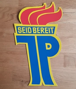 DDR Plasteschild JP Seid Bereit Junge Pioniere 18x29 cm Kunststoff Schild - Bild 1 von 2