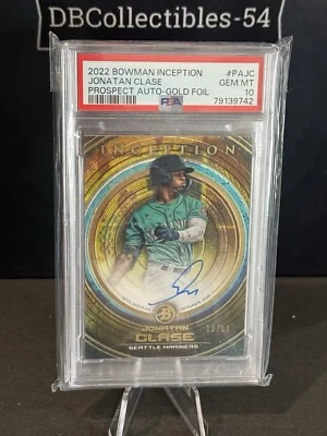 2022 Bowman Inception Jonatan Clase Gold Auto 19/50 PSA 10 - Image 1 of 2