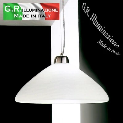 LAMPADARIO MODERNO 1 LUCE VETRO S. BIANCO Ø40 LAMPADA A SOSPENSIONE CUCINA Tina - Immagine 1 di 4