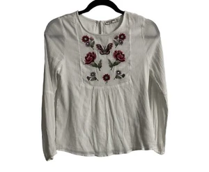 Abercrombie Kids Girls White Floral Butterfly Top Long Sleeve Size 11/12 - Picture 1 of 4