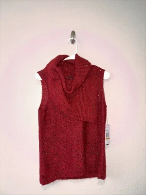 Nuevo con etiquetas Suéter Kenneth Cole Sin Mangas Acebo Rojo Lentejuelas Nuevo Talla Pequeña Foto 1 de 4