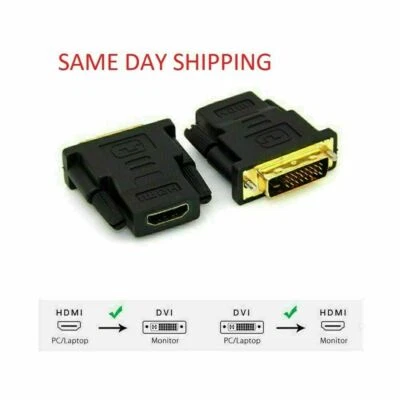 DVI-D Male (24+1 pin) to HDMI Female (19-pin) HD HDTV Monitor Display Adapter - Image 1 of 4