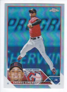 2023 Topps Chrome #155 ANDRES GIMENEZ Cleveland Guardians REFRACTOR - Picture 1 of 3