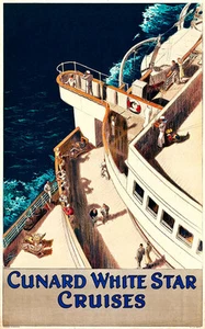 Cunard White Star Cruises 1936 Travel Poster A1 High Quality Canvas Art Print - Picture 1 of 1
