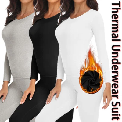 Damen Winter Thermo Unterhemd Set Frauen Langarm Thermounterwäsche Hose 2PC Set - Bild 1 von 4