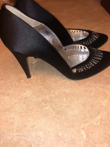 Garolini de Italia Negro Satén Formal Zapatos de Zapatos Vestido Joyas - Precioso 9N - Imagen 1 de 12