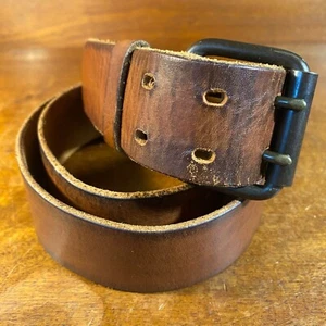 Mens Brown Leather Belt With Black Buckle Old Navy Genuine Leather Size 38 Made - Picture 1 of 7