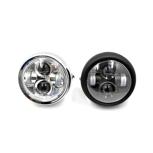 Chrome 6.5" LED projector headlight daymaker Harley cafe racer chopper bobber - Bild 1 von 6
