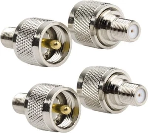 4Pcs RF Coaxial Coax Adapter F Type Female to UHF Male PL-259 Connector Adapters - Picture 1 of 13
