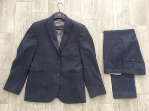 MENS NEXT 3 PIECE BLUE CHECK SUIT JACKET & WAISTCOAT SIZE 40 S & TROUSERS 32 S - Picture 1 of 2