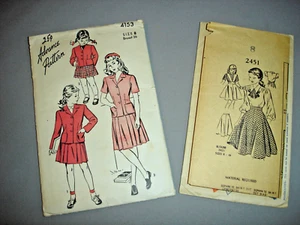 Vintage 1940's Childrens Sewing Patterns~Skirts, Jackets, Girls Sz 8 ~ Unprinted - Picture 1 of 5