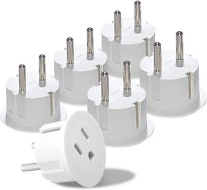 OREI American USA to European Schuko Germany Plug Adapters CE Certified (6 Pack) - Picture 1 of 1