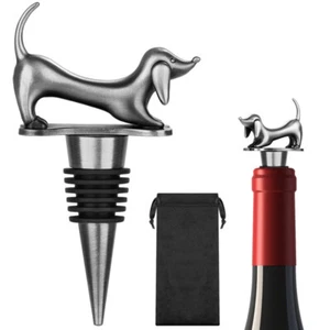 Retro Dog Wine Stopper Durable Metal Dachshund Bottle Cork Home Bar Accessories - Foto 1 di 16