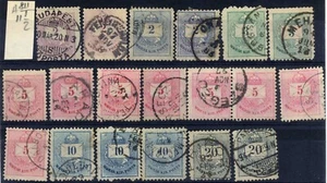 HUNGARY 1881 COLORED NUMBERS  KRAJCAR @ used 19 stamps, perforation A 11 ½ - Picture 1 of 1