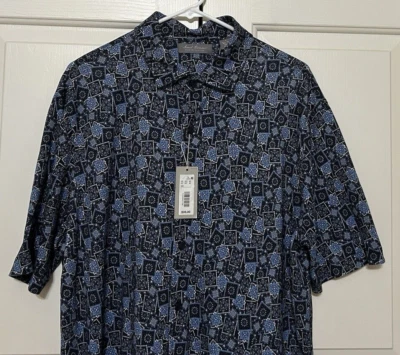 NWT Daniel Cremieux size L blue button down short sleeve shirt mens $95 - Image 1 of 4