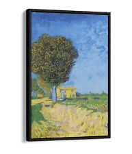 VINCENT VAN GOGH, AVENUE AT ARLES WITH HOUSE FLOAT EFFECT FRAME CANVAS ART PRINT