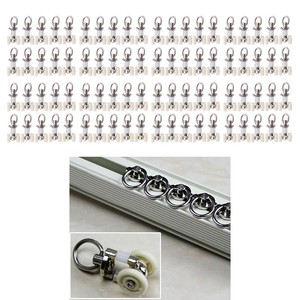 80Pcs Slient Curtain Track Rail Gliders Double Wheel Rolling Rail Slider Rollers