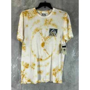 Reef Men's Yellow Tie-Dye Graphic Wellie Crewneck Short-Sleeve T-Shirt SZ L - Picture 1 of 11